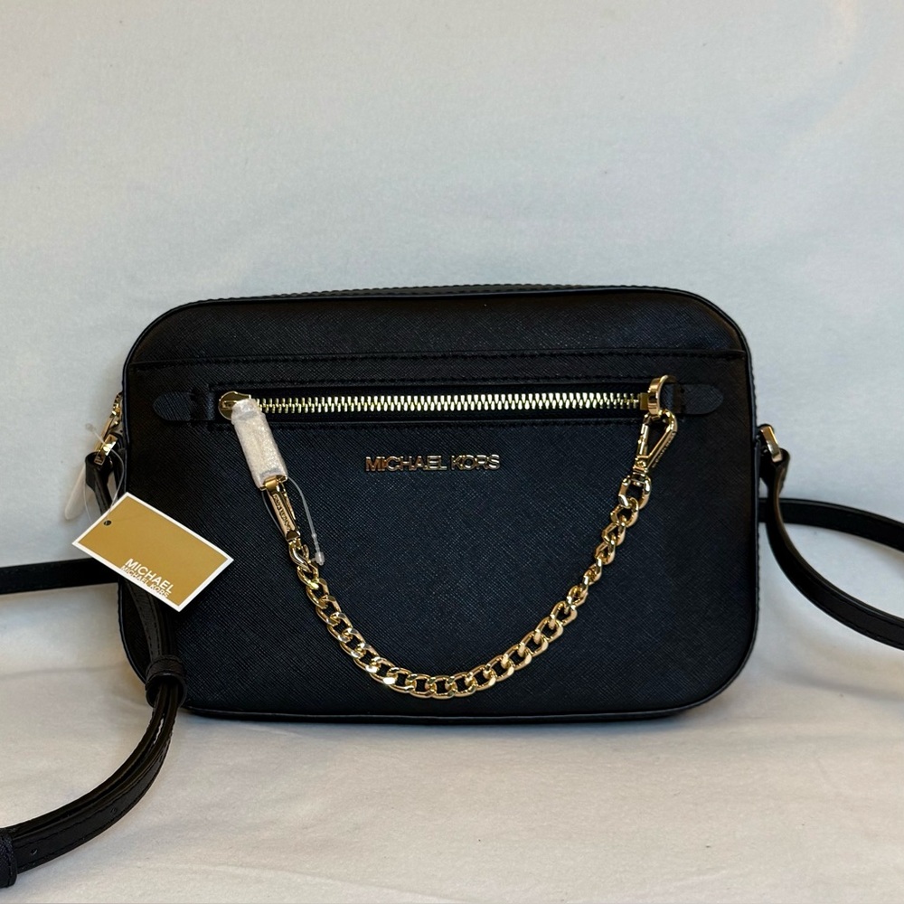 Michael Kors Black Crossbody with Gold Chain